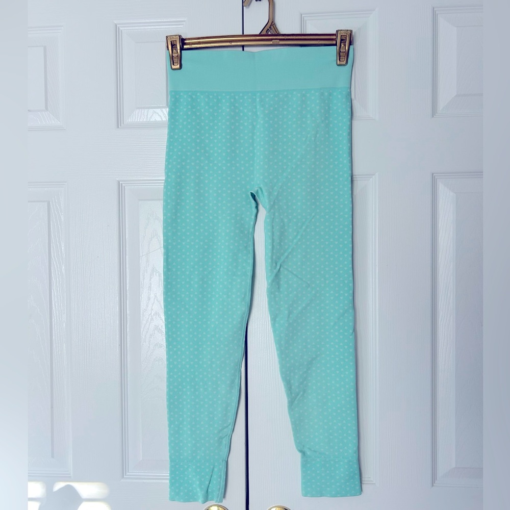 VSX Leggings Tights Workout Pants Triangle Pattern Light Blue Turquoise Large